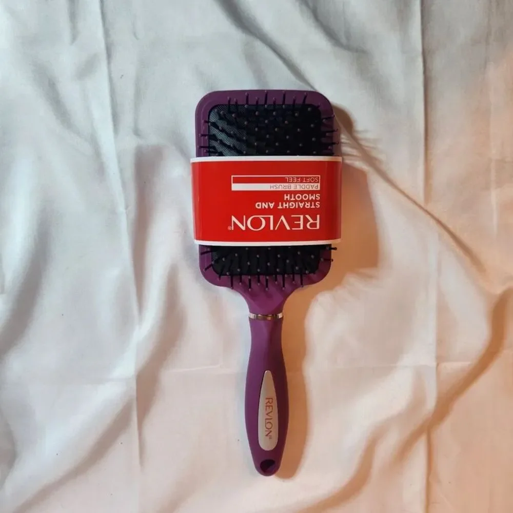 Revlon Straight & Smooth Soft Feel Paddle Hair Brush Berry Purple New